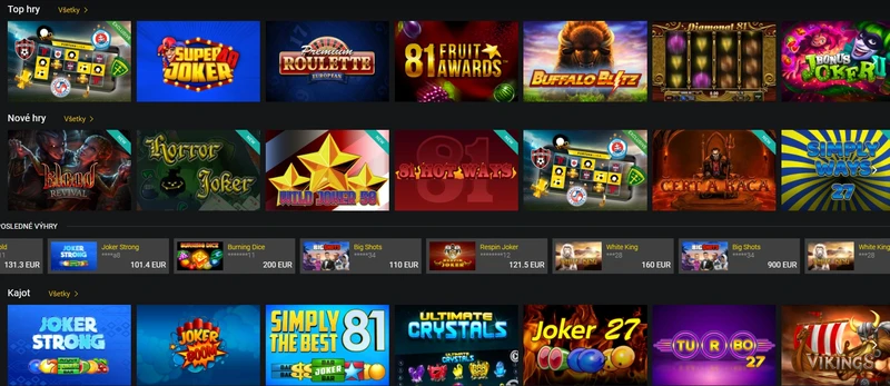 Rozmanitosť hier v Fortuna Casino