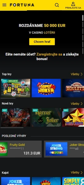 Casino Fortuna mobilná verzia